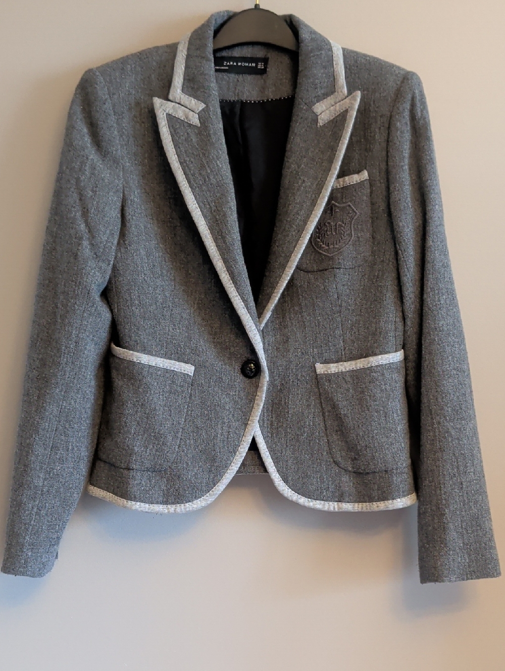 Zara Gray Blazer with Light Trim